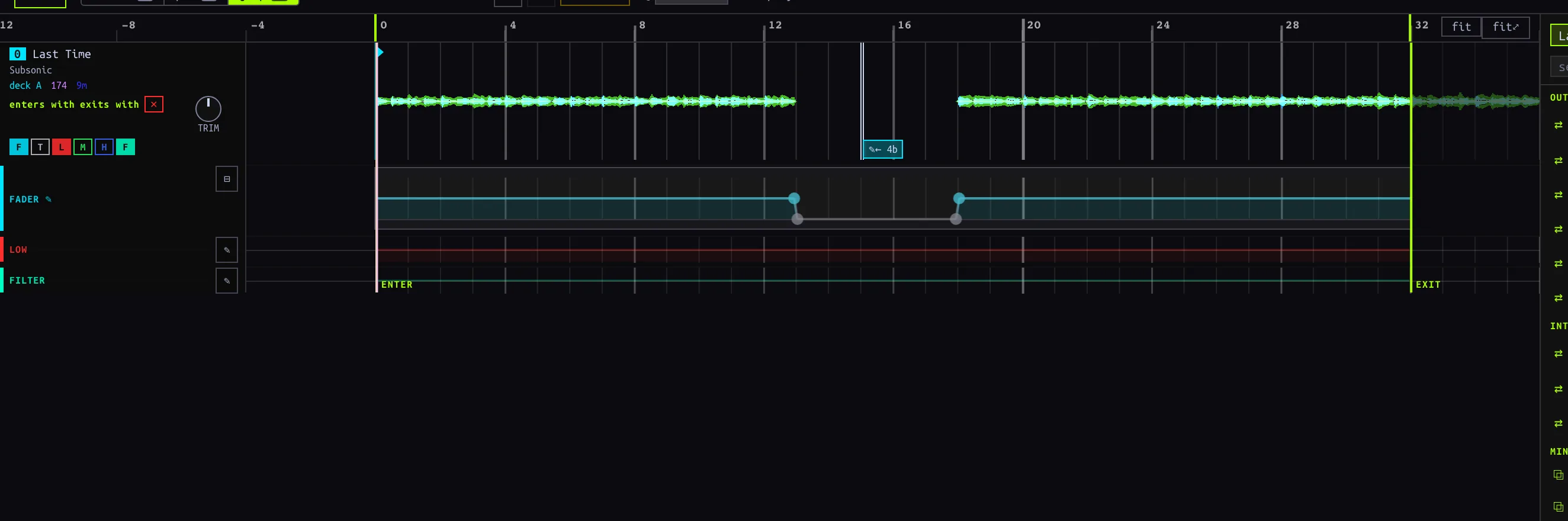 An expanded automation lane with its authored nodes and a Chop.